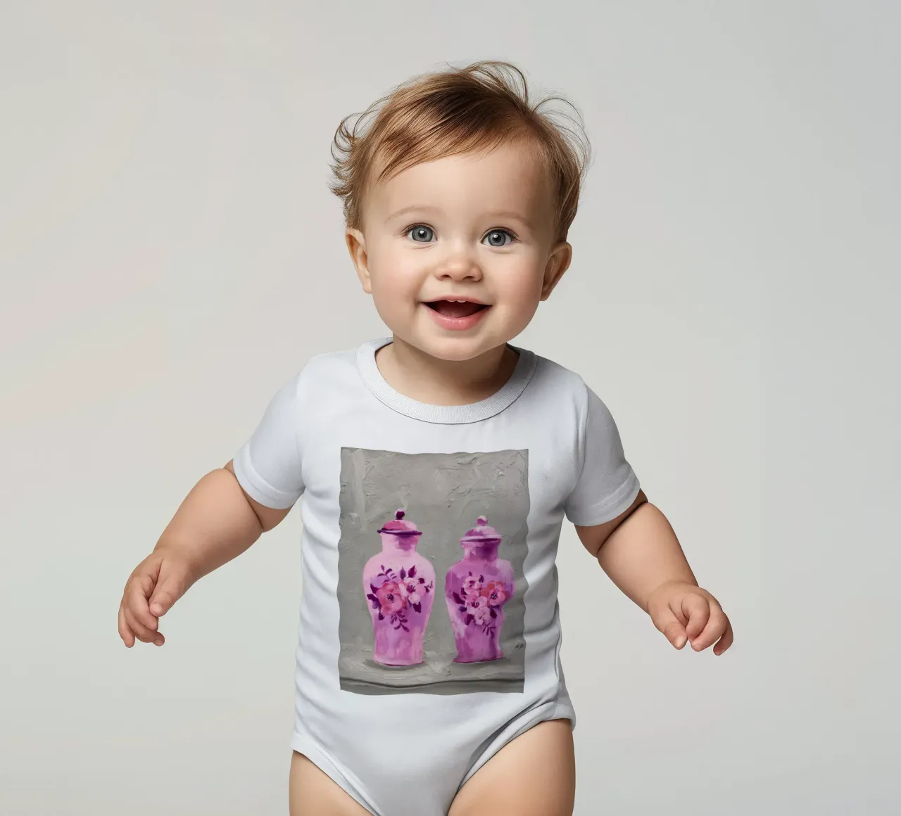 Ornamenti gemelli rosa body neonato maniche corte da Opal Strokes