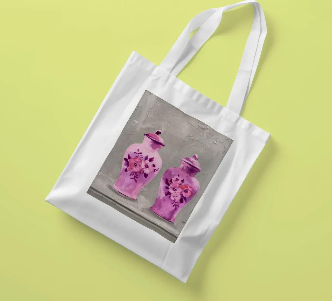Ornamenti gemelli rosa borsa in juta da Opal Strokes