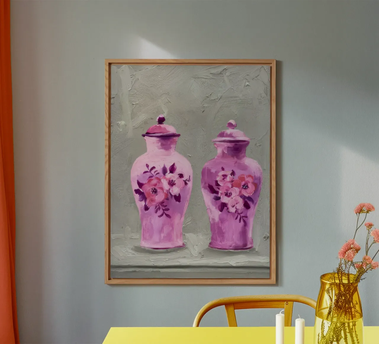 Ornamenti gemelli rosa alluminio dibond da Opal Strokes