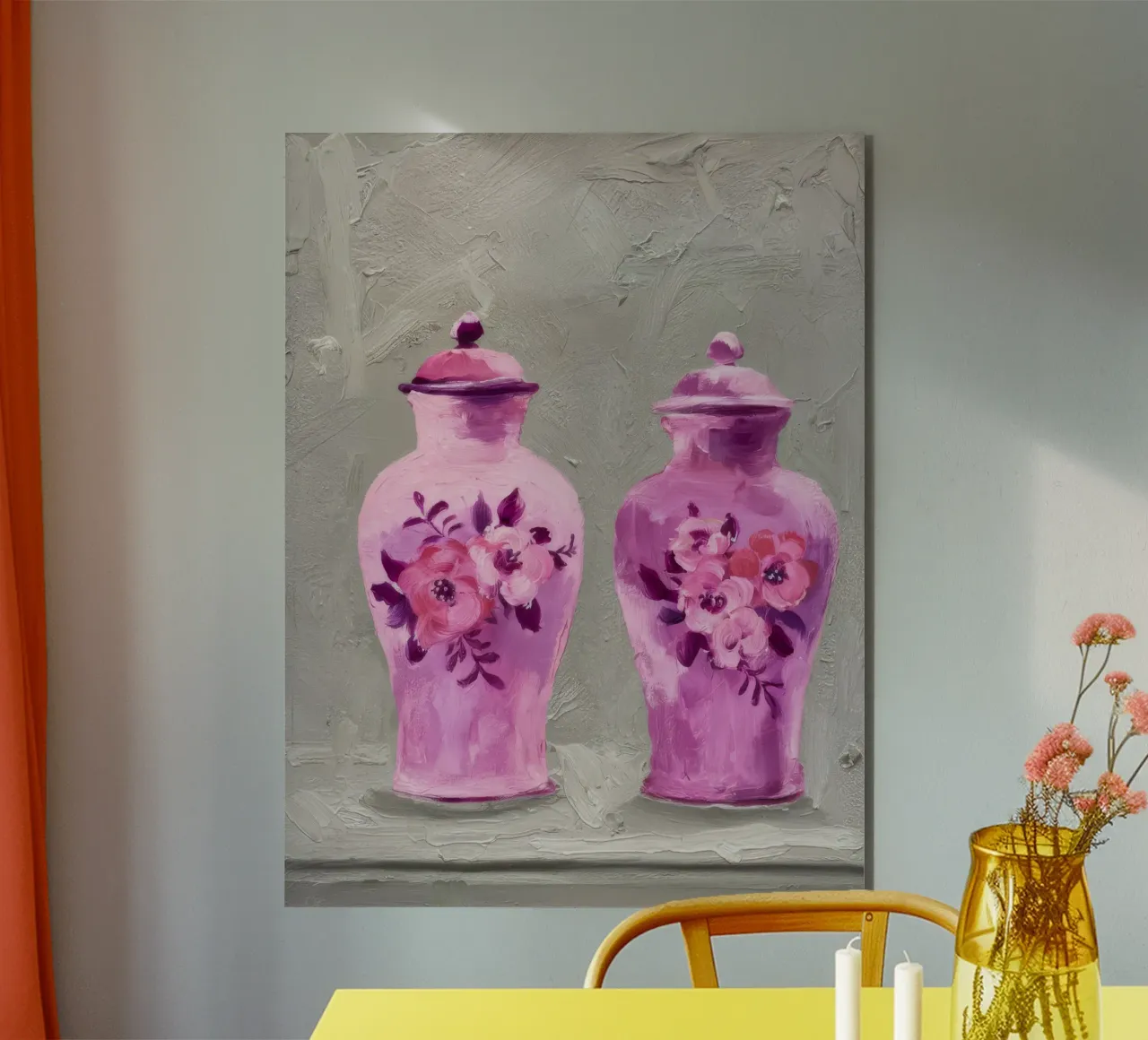 Ornamenti gemelli rosa alluminio dibond da Opal Strokes