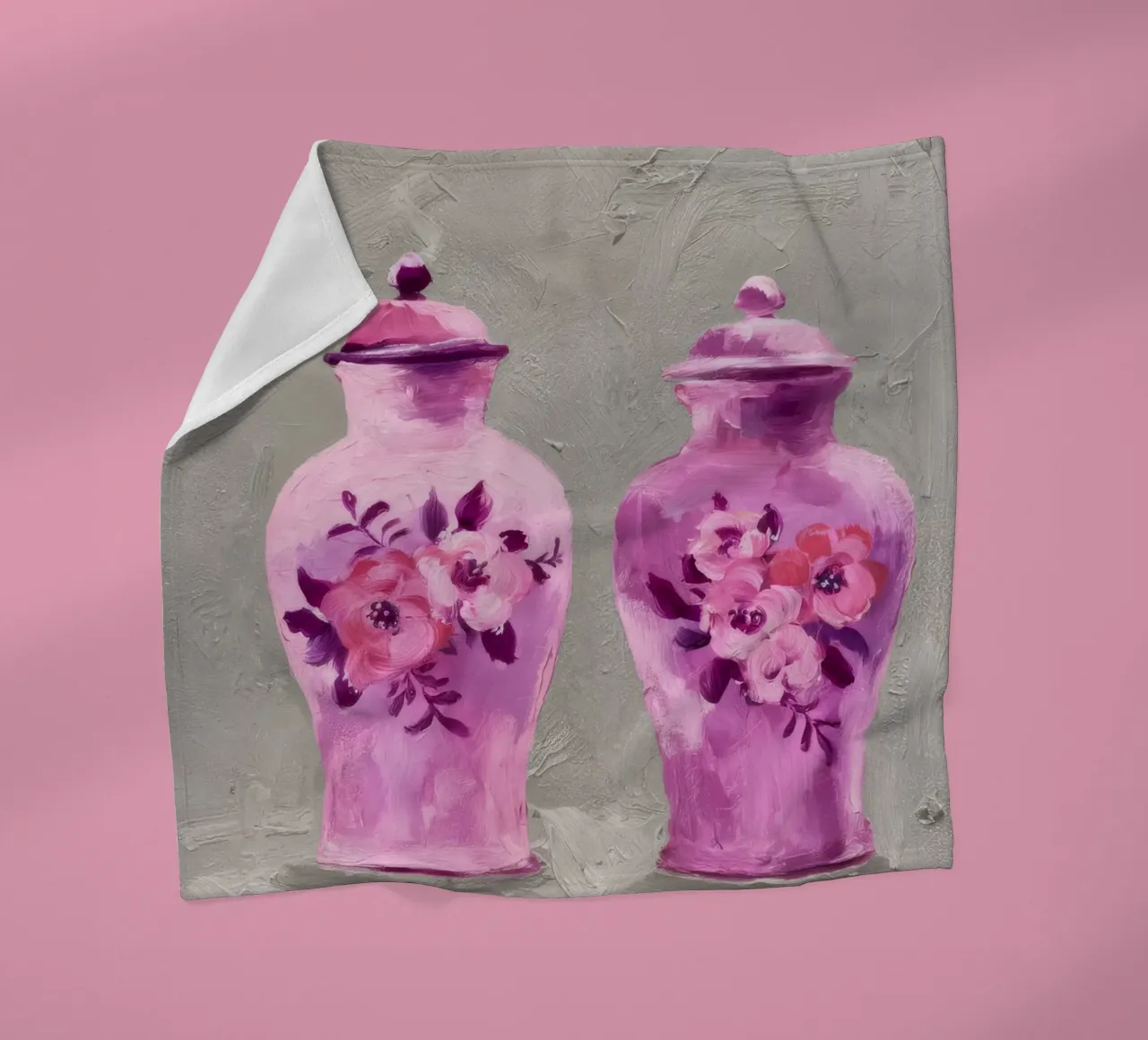 Ornamenti gemelli rosa coperta in pile da Opal Strokes