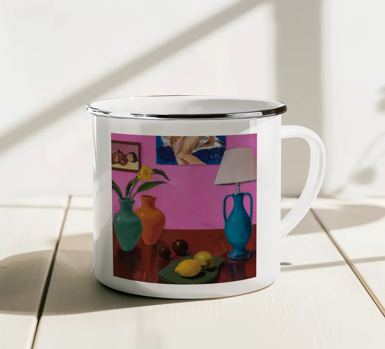 Lampada luminosa per frutta tazza in smalto da Opal Strokes