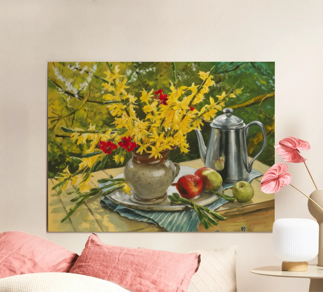 Brillantezza del fiore d'oro poster con telaio in legno da Celestial Harmony