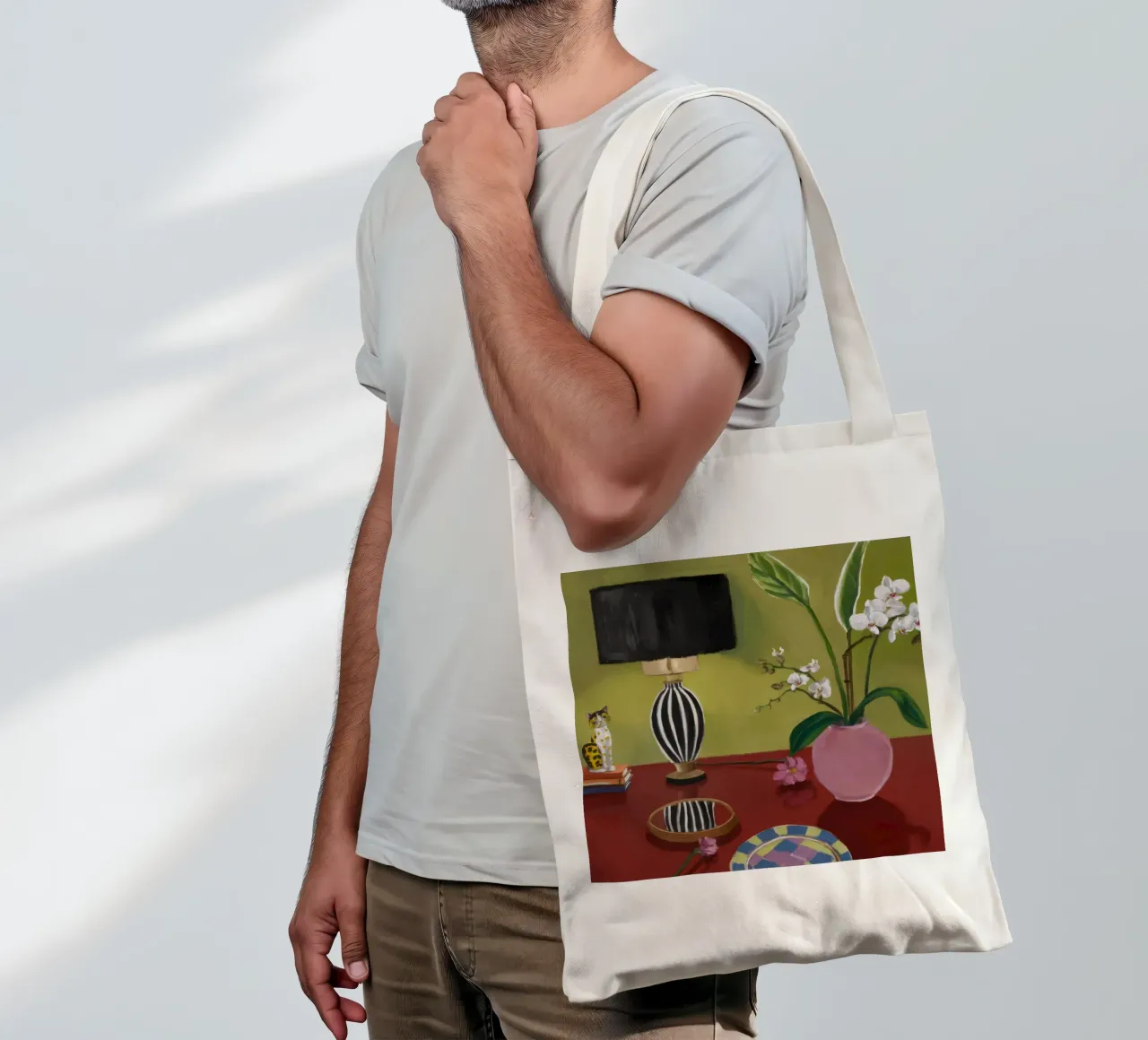 Schermo di orchidea Stillness borsa in juta da Opal Strokes