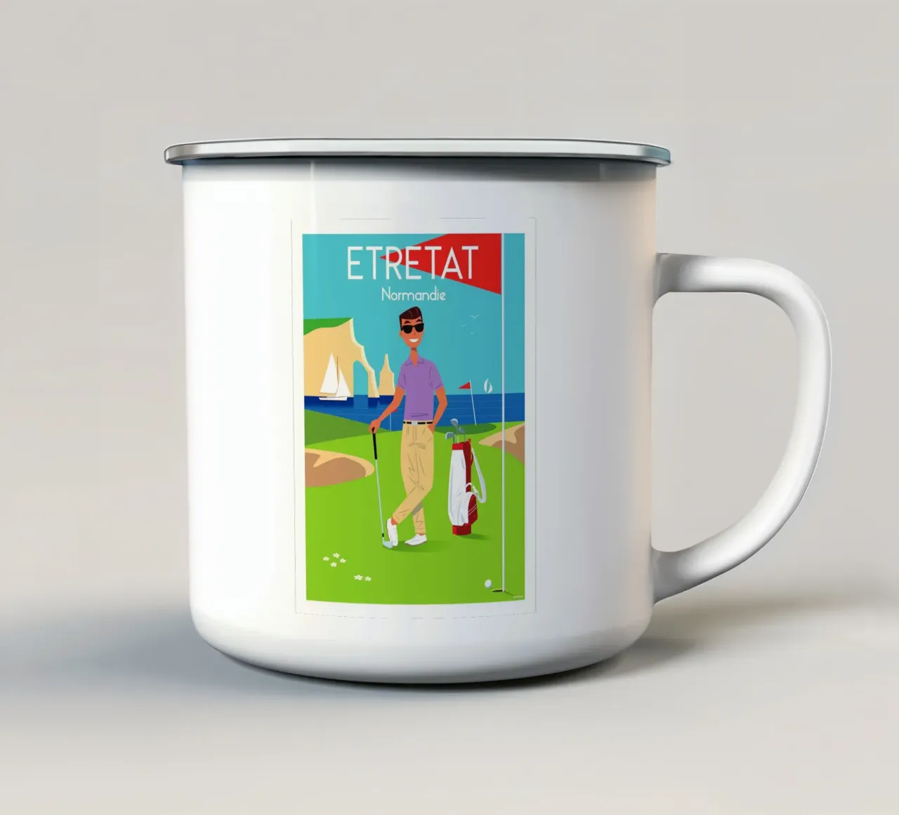 Golf a Etretat tazza in smalto da Raphaël Delerue
