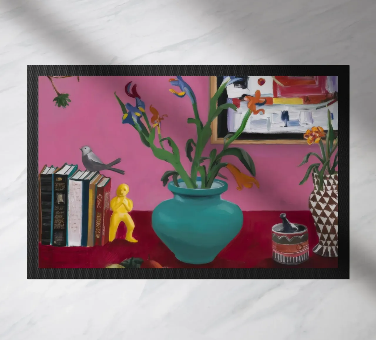 Teal Bloom Study doormat by Opal Strokes