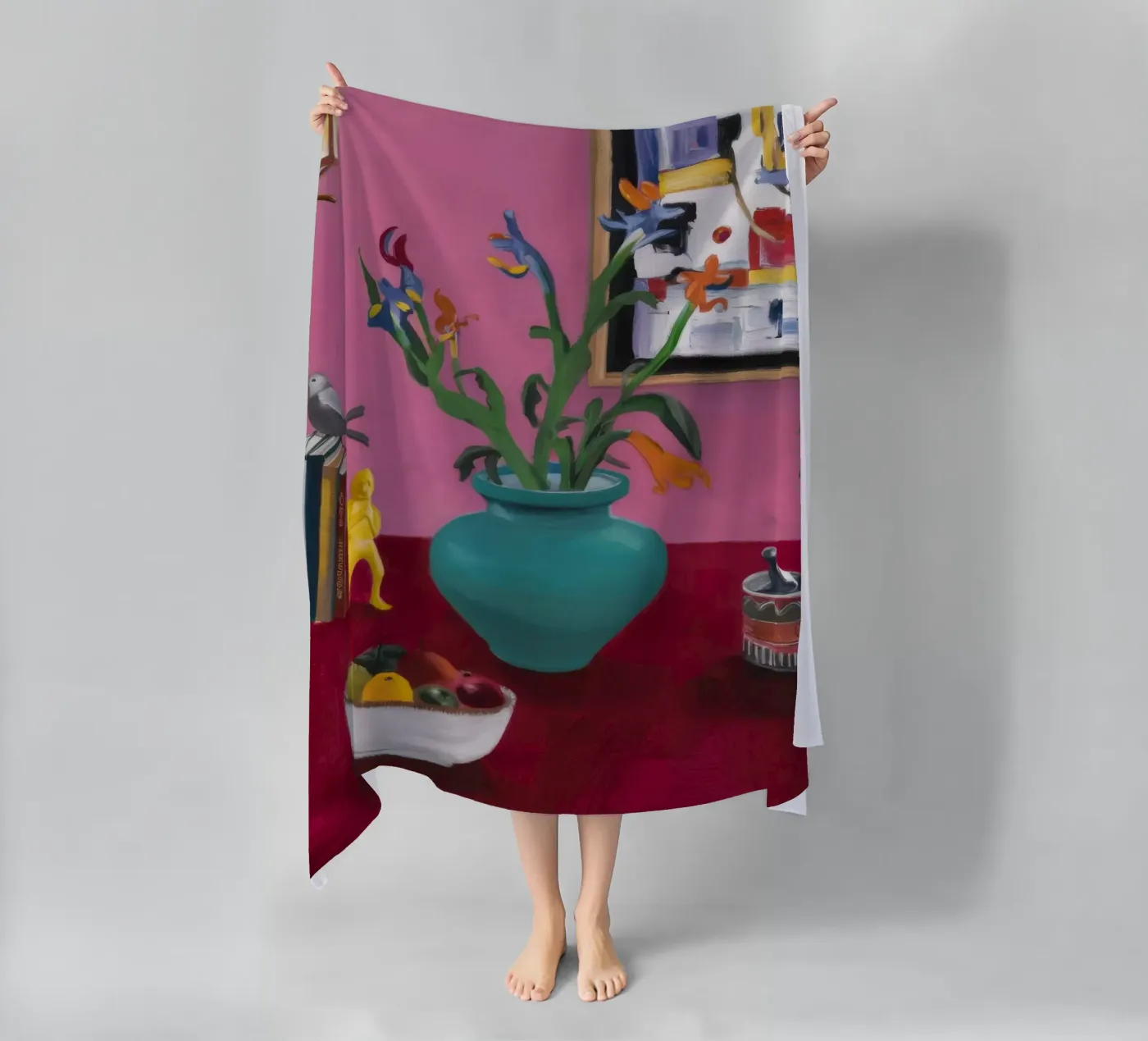 Teal Bloom Study strandhanddoek van Opal Strokes