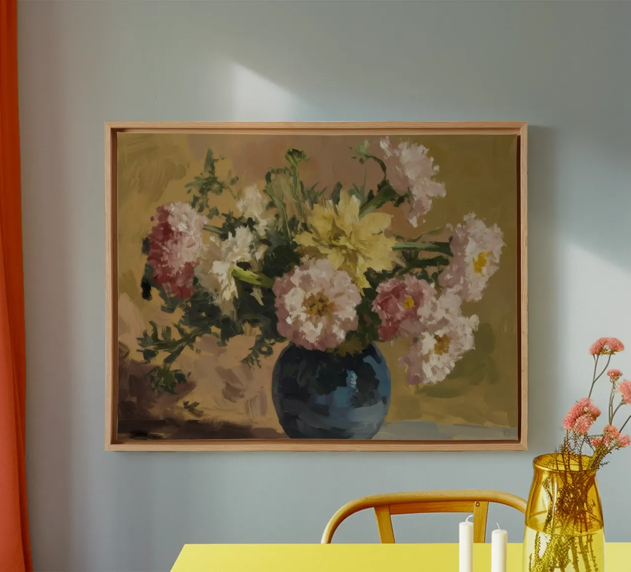 Luminous Dahlia Depth canvas with Floater frame by Celestial Harmony
