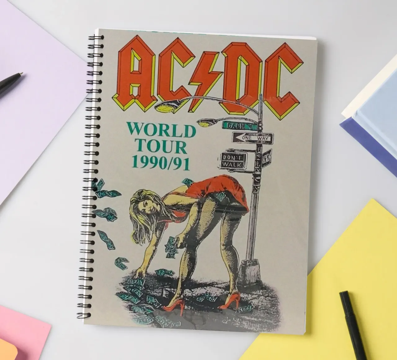 electrifying riffs of acdc spiral notebook by korve