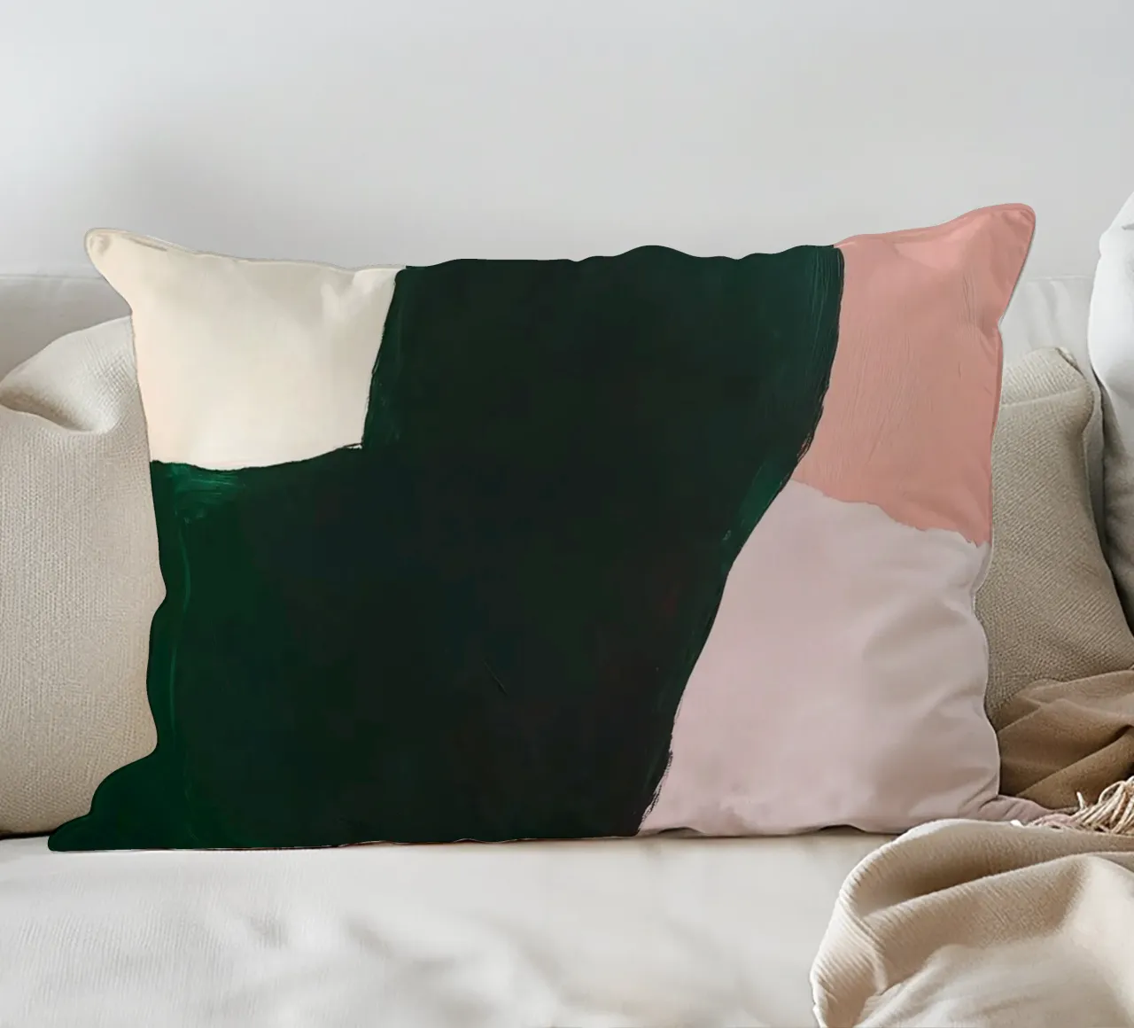 Composizione Japandi in rosa, verde e nero cuscino da Euphoria Theresa