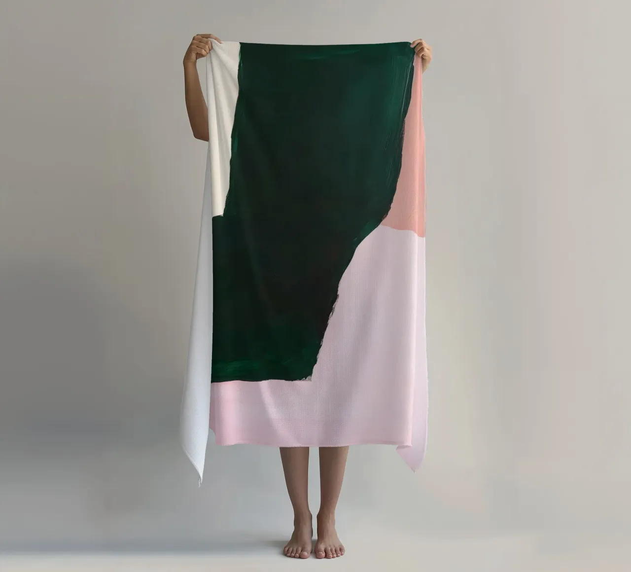 Composizione Japandi in rosa, verde e nero telo mare da Euphoria Theresa