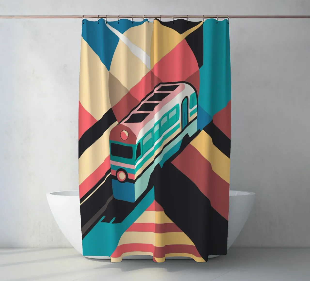 vector locomotor del tren cortina de baño de Elfath