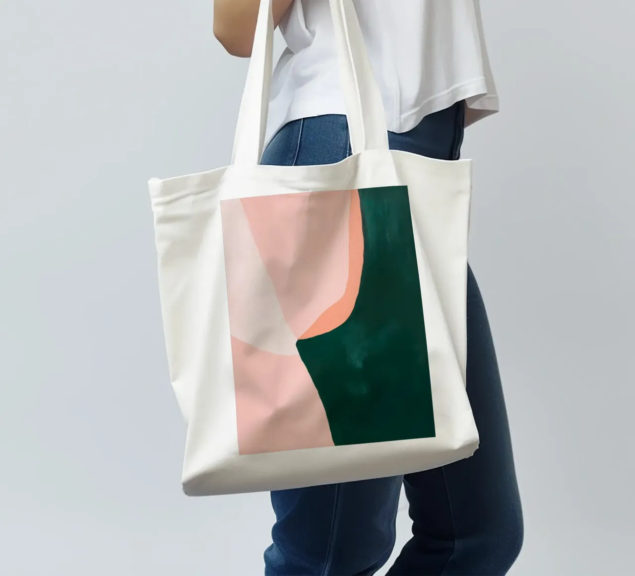 Forma da donna Japandi in rosa e verde borsa in juta da Euphoria Theresa