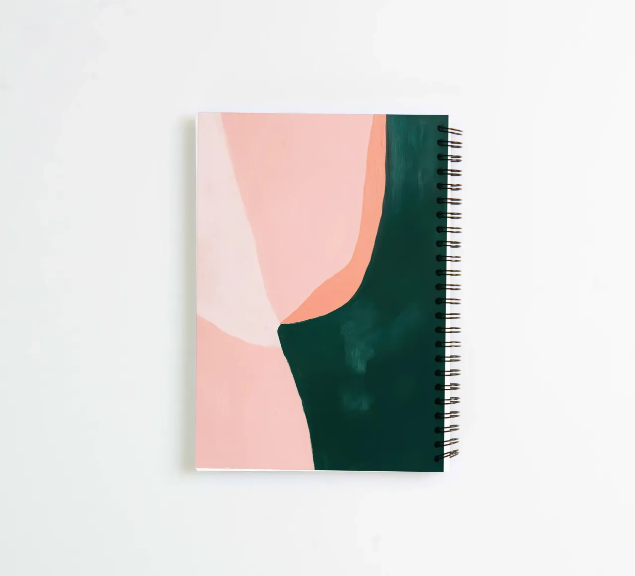 Japandi women's shape in pink & green spiral notebook by Euphoria Theresa