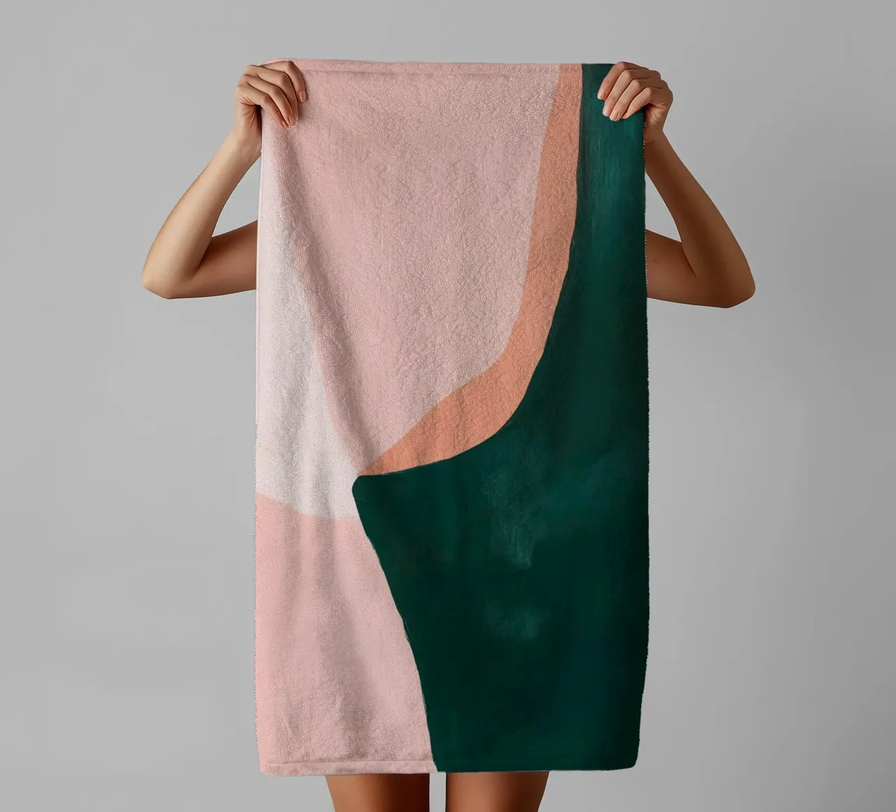 Japandi forme femme en rose & vert serviette de bain de Euphoria Theresa