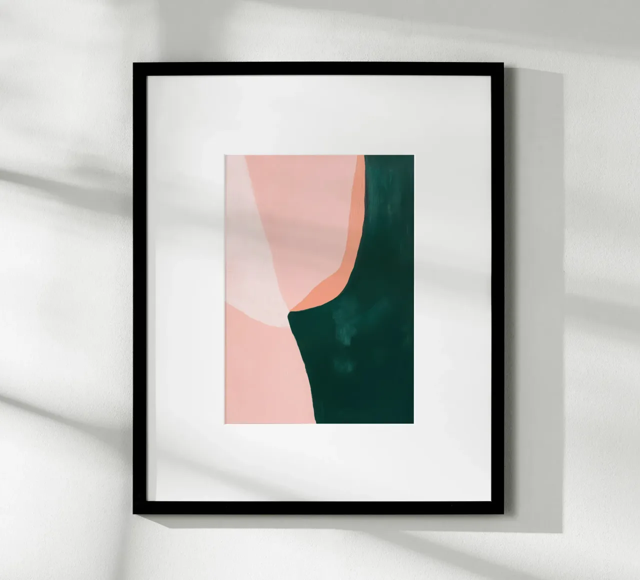 Forma da donna Japandi in rosa e verde poster con telaio in legno da Euphoria Theresa