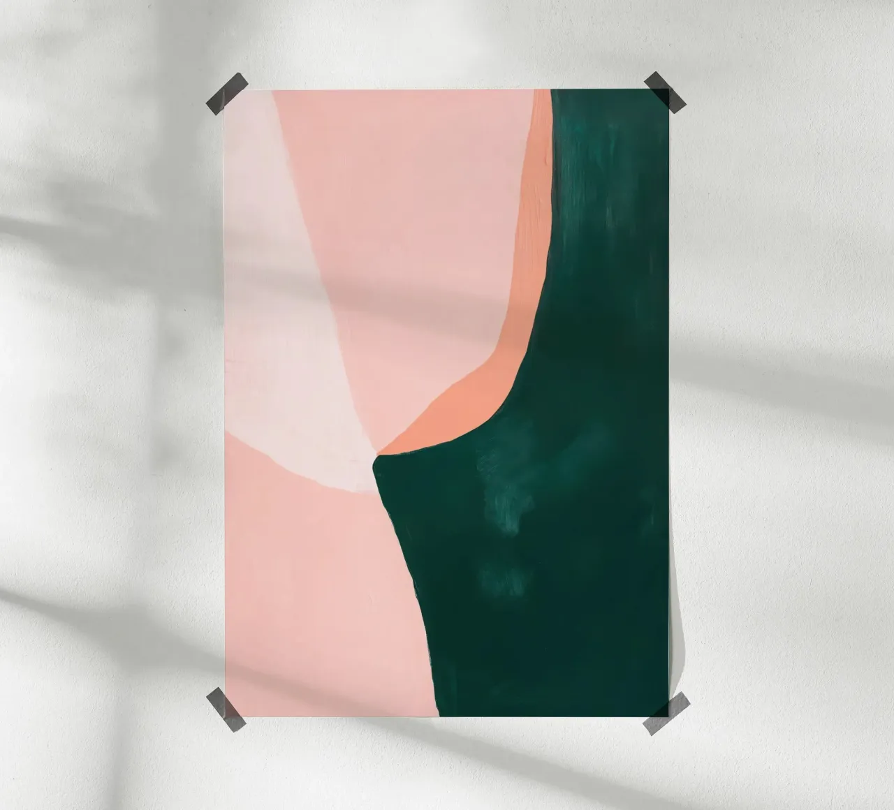Forma da donna Japandi in rosa e verde poster con telaio in legno da Euphoria Theresa