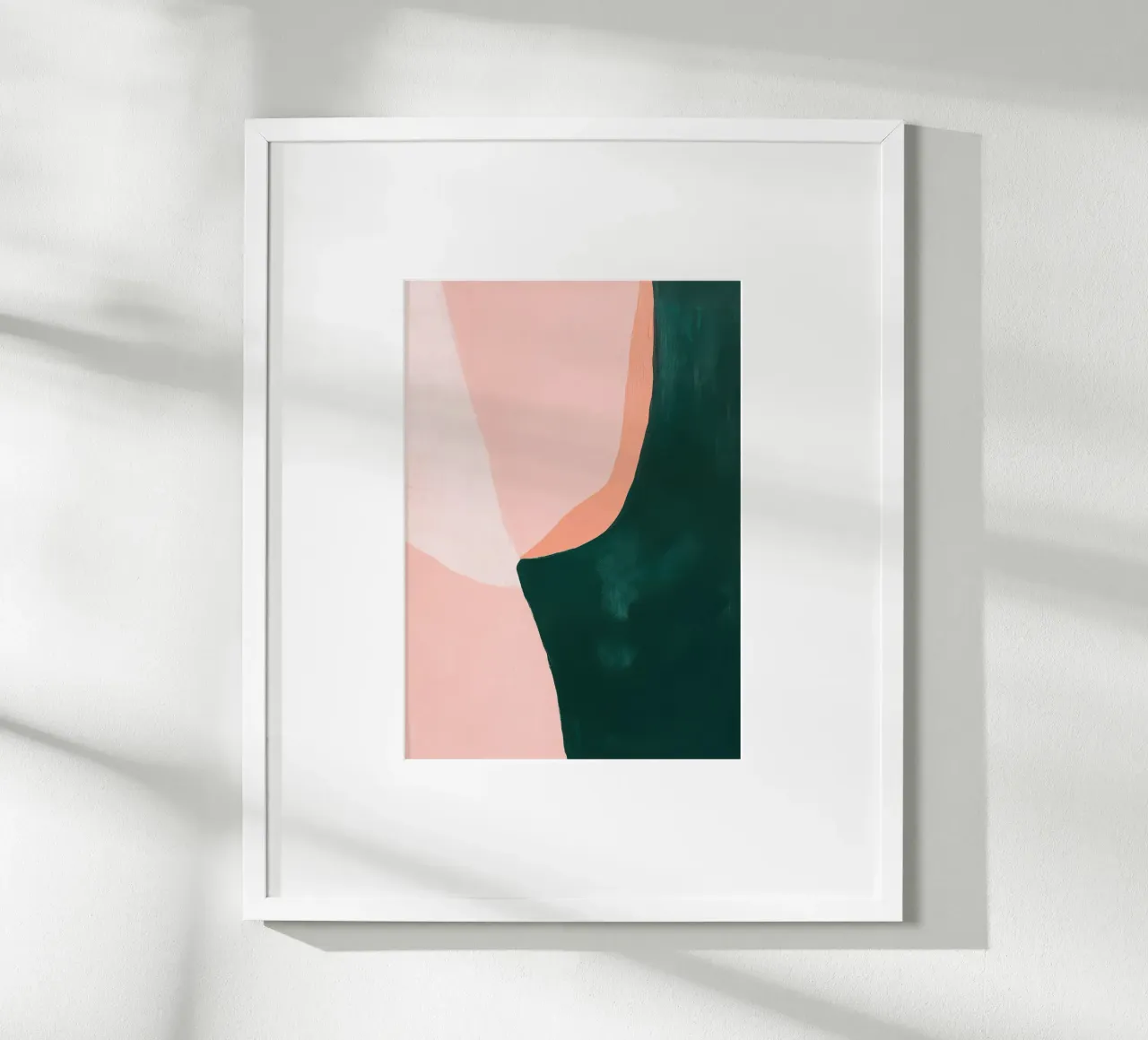 Forma da donna Japandi in rosa e verde poster con telaio in legno da Euphoria Theresa