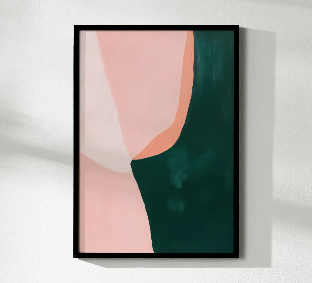 Forma da donna Japandi in rosa e verde poster con telaio in legno da Euphoria Theresa