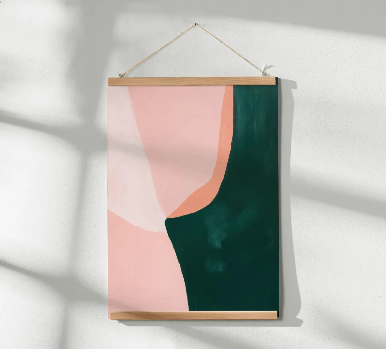 Forma da donna Japandi in rosa e verde poster con telaio in legno da Euphoria Theresa