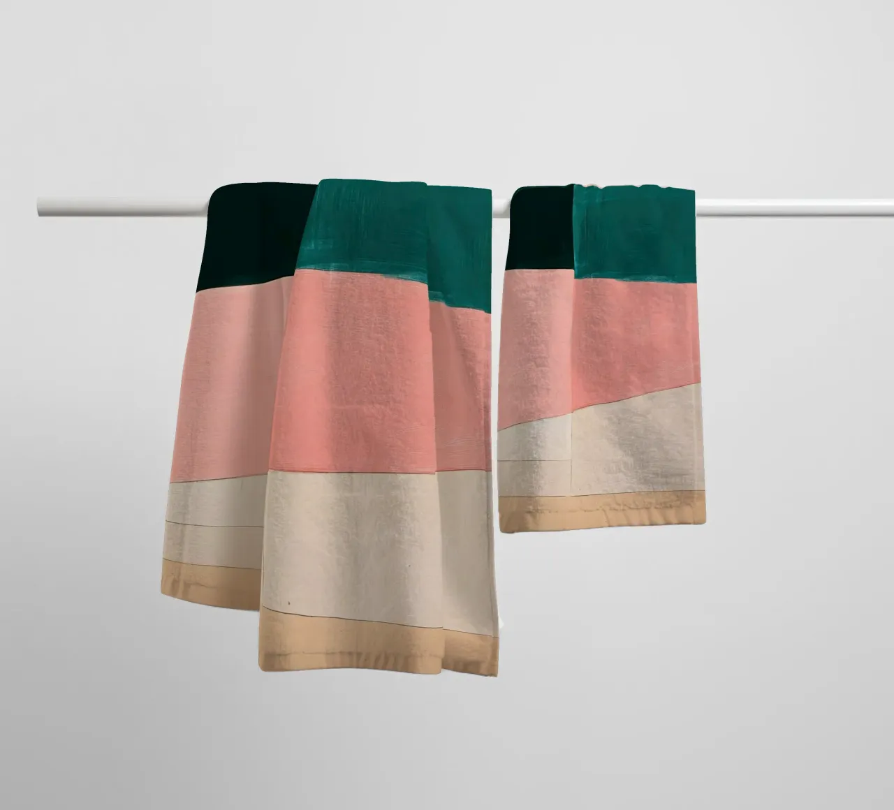 Japandi interplay of shapes in beige & pastel towel by Euphoria Theresa