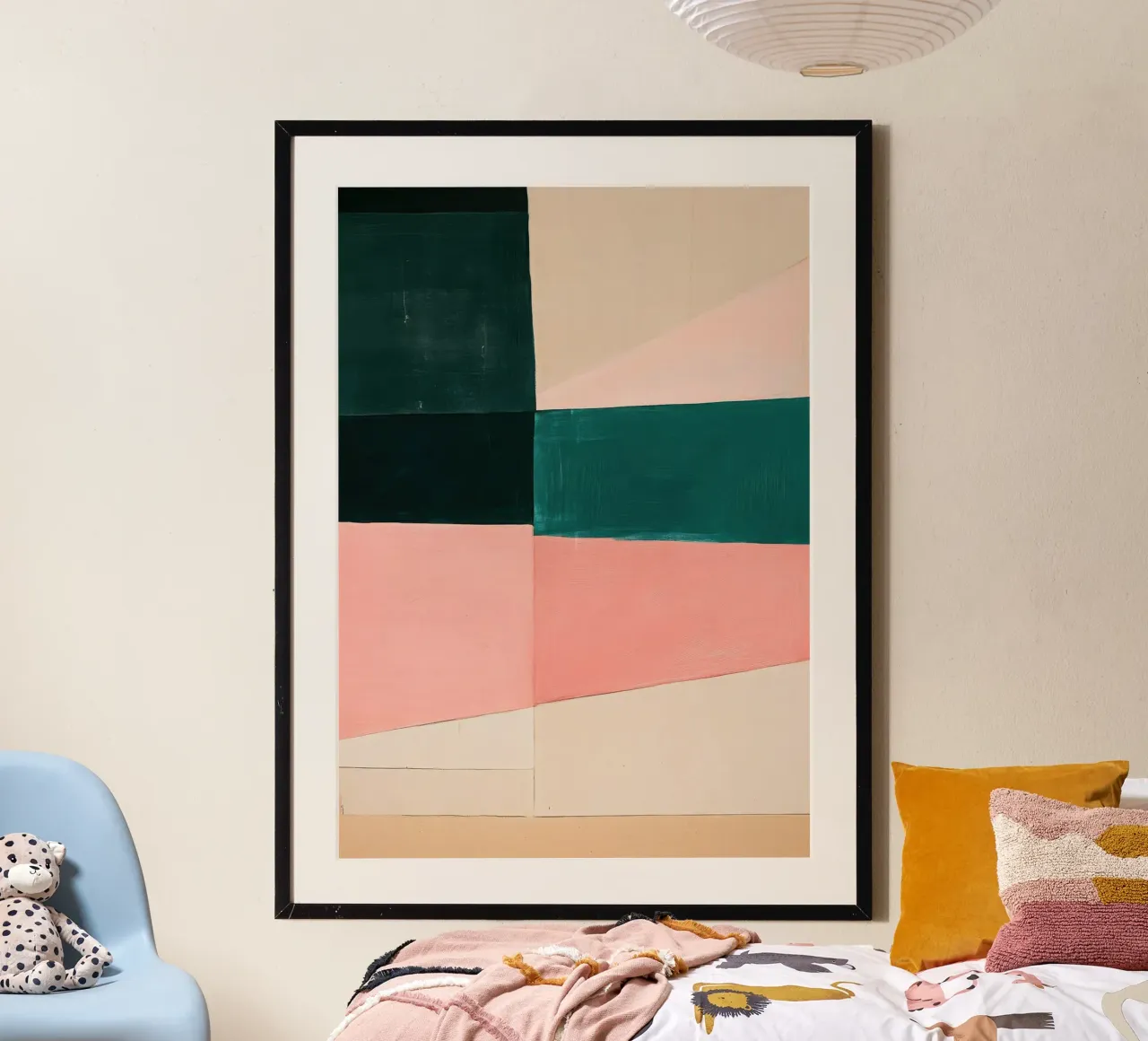 Gioco di forme Japandi in beige e pastello poster con telaio in plastica da Euphoria Theresa