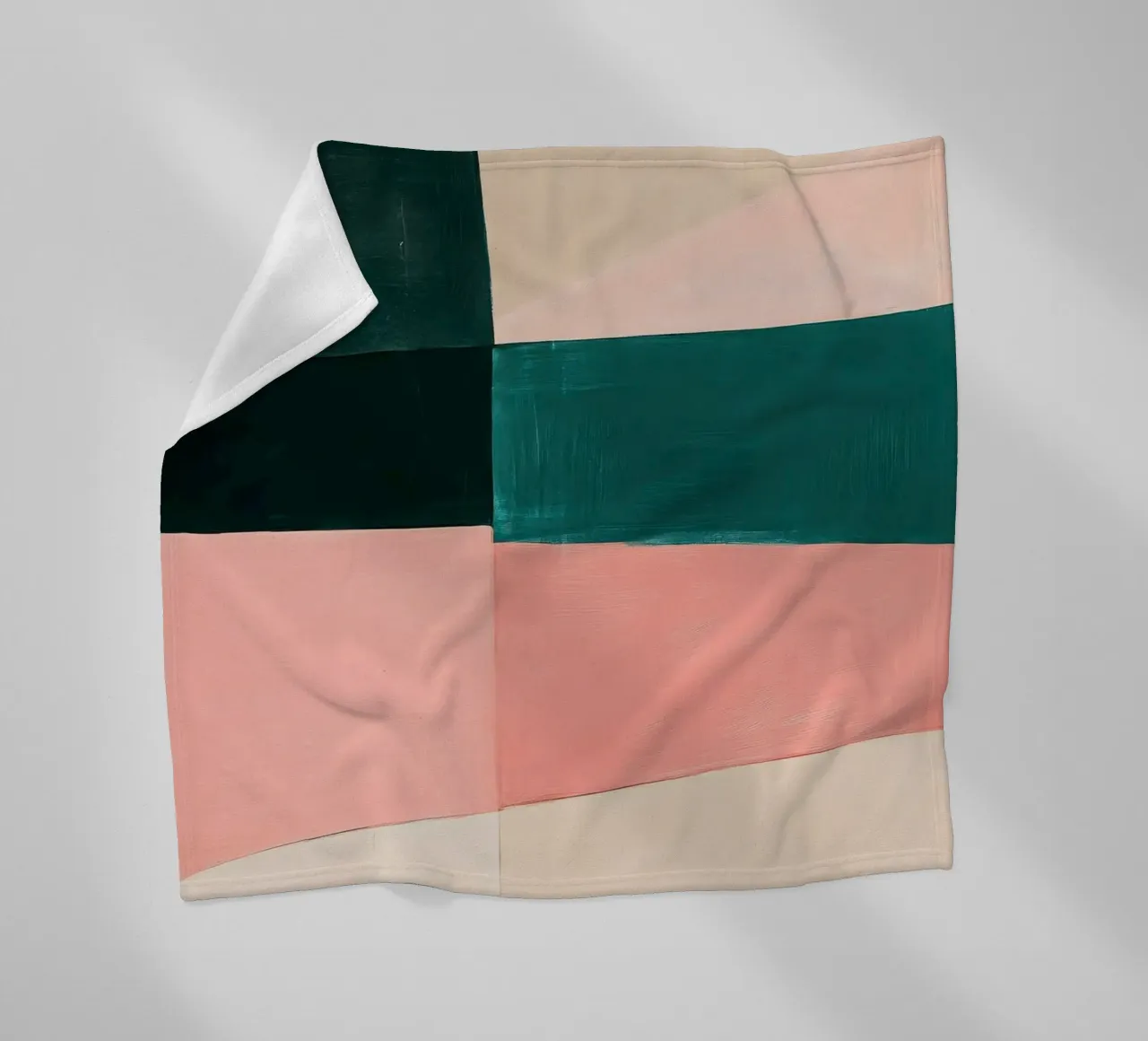 Japandi interplay of shapes in beige & pastel fleece blanket by Euphoria Theresa