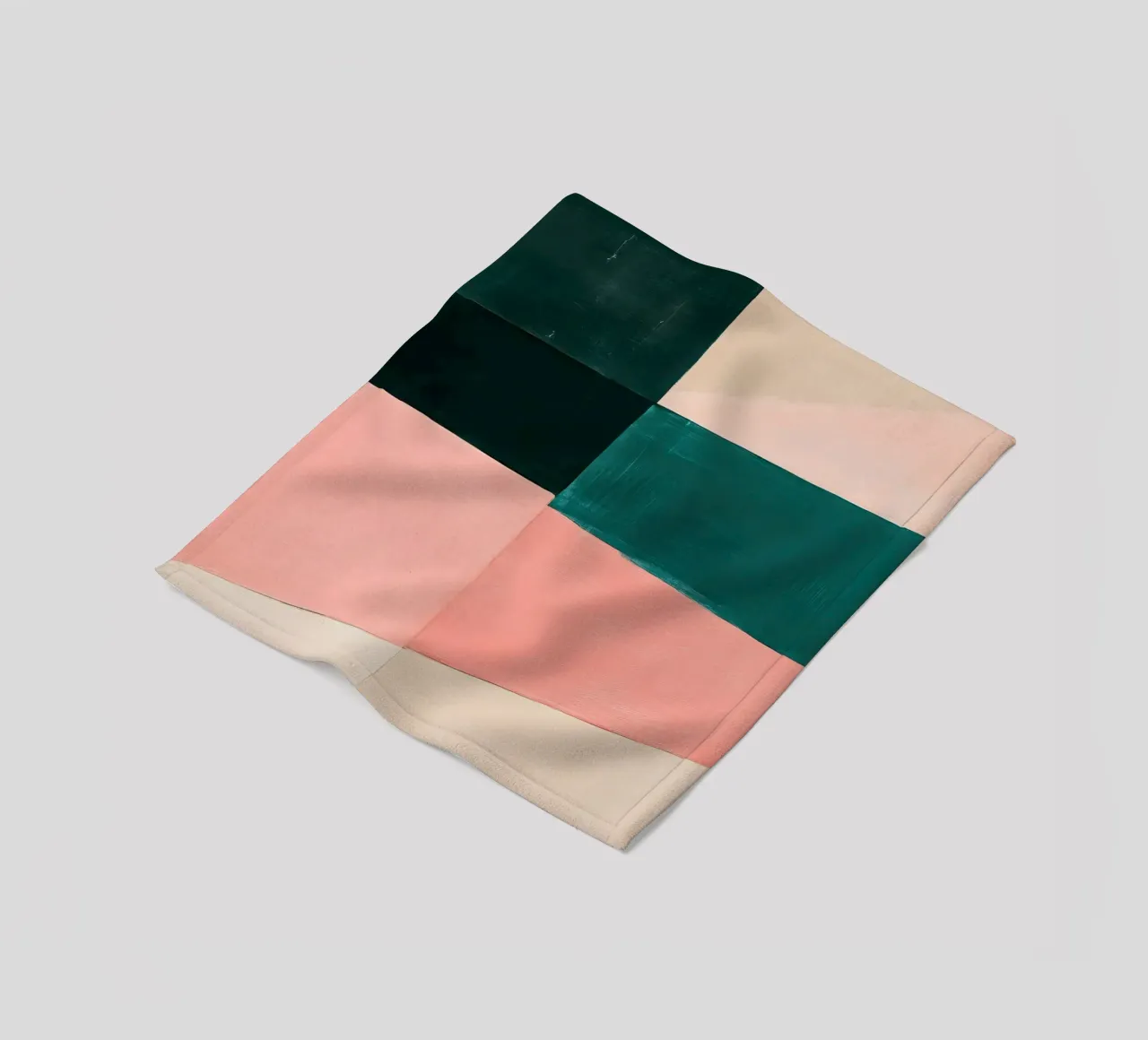 Japandi interplay of shapes in beige & pastel fleece blanket by Euphoria Theresa