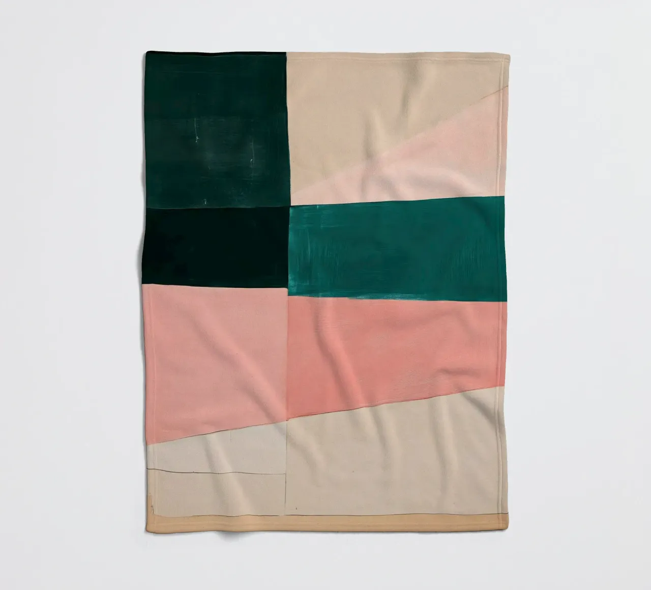 Japandi interplay of shapes in beige & pastel fleece blanket by Euphoria Theresa