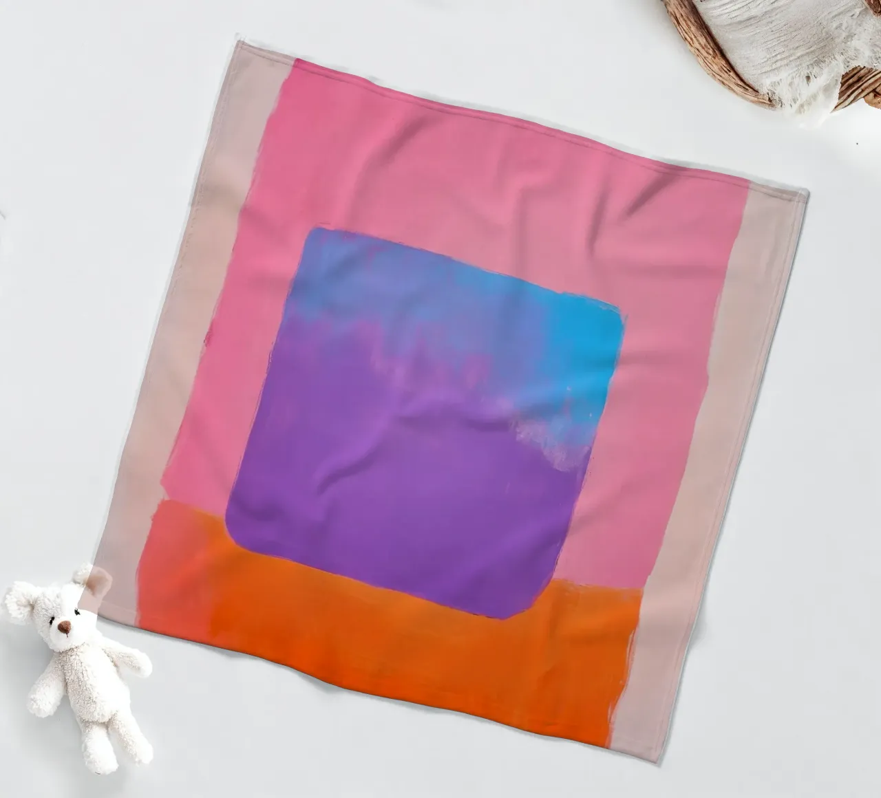 Composizione astratta con quadrato blu coperta in pile da Euphoria Theresa