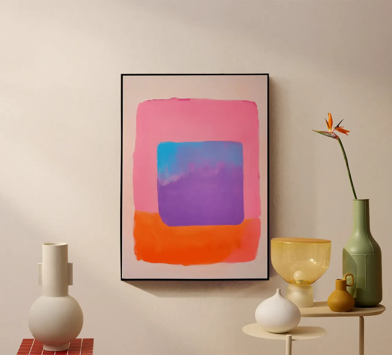 Composizione astratta con quadrato blu plexiglass da Euphoria Theresa