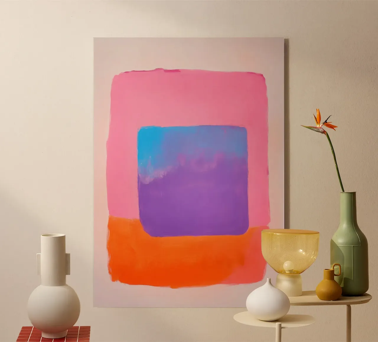 Composizione astratta con quadrato blu plexiglass da Euphoria Theresa