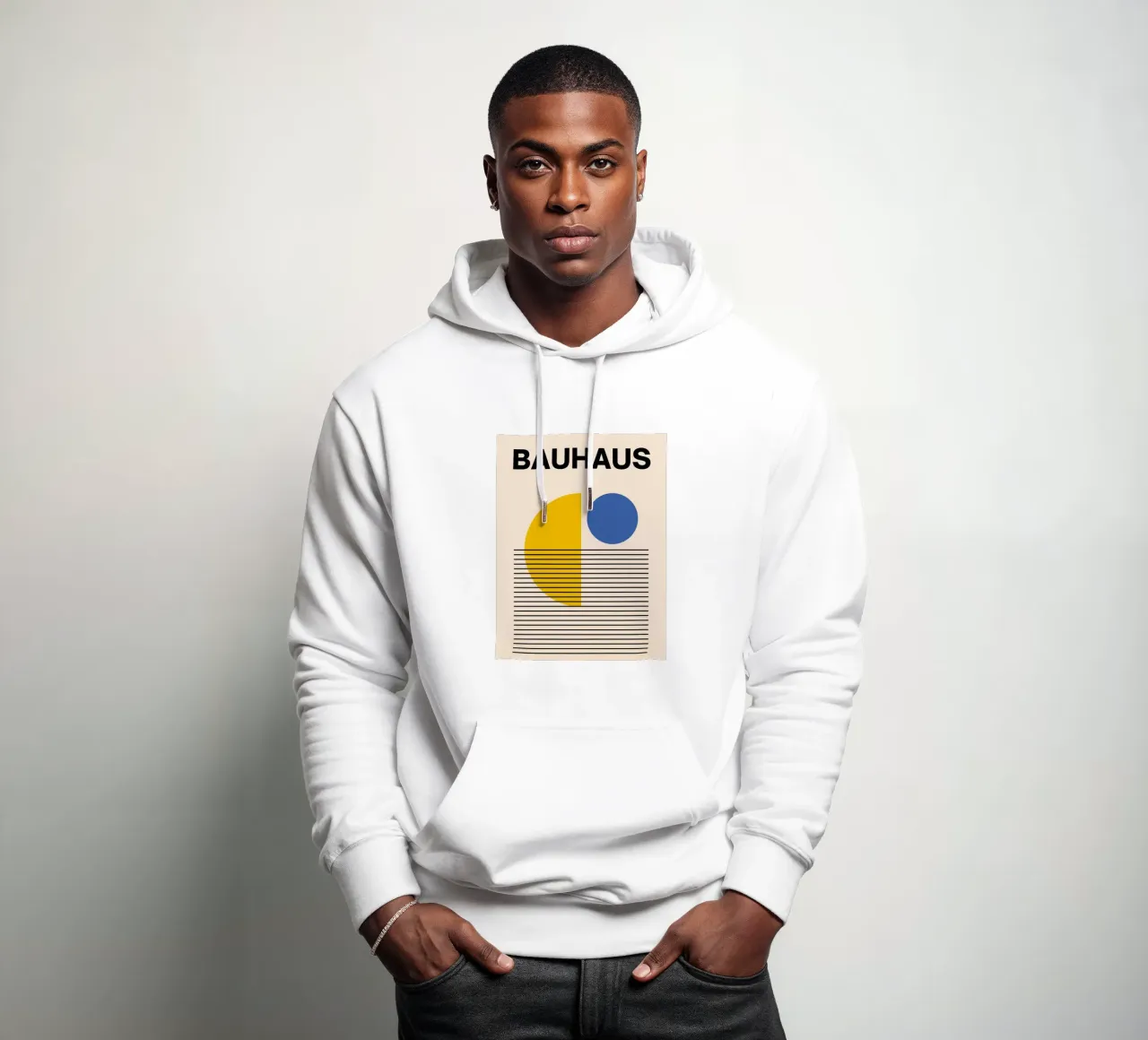 Bauhaus Poster Jaune Bleu - Minimal Géométrique sweat à capuche de Casa Calm
