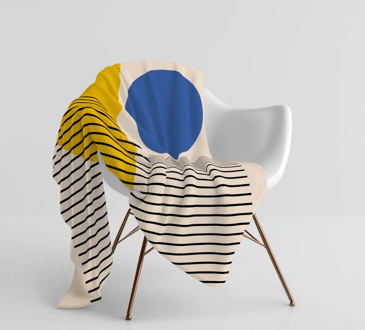 Bauhaus Poster Yellow Blue - Minimal Geometric fleece blanket by Casa Calm