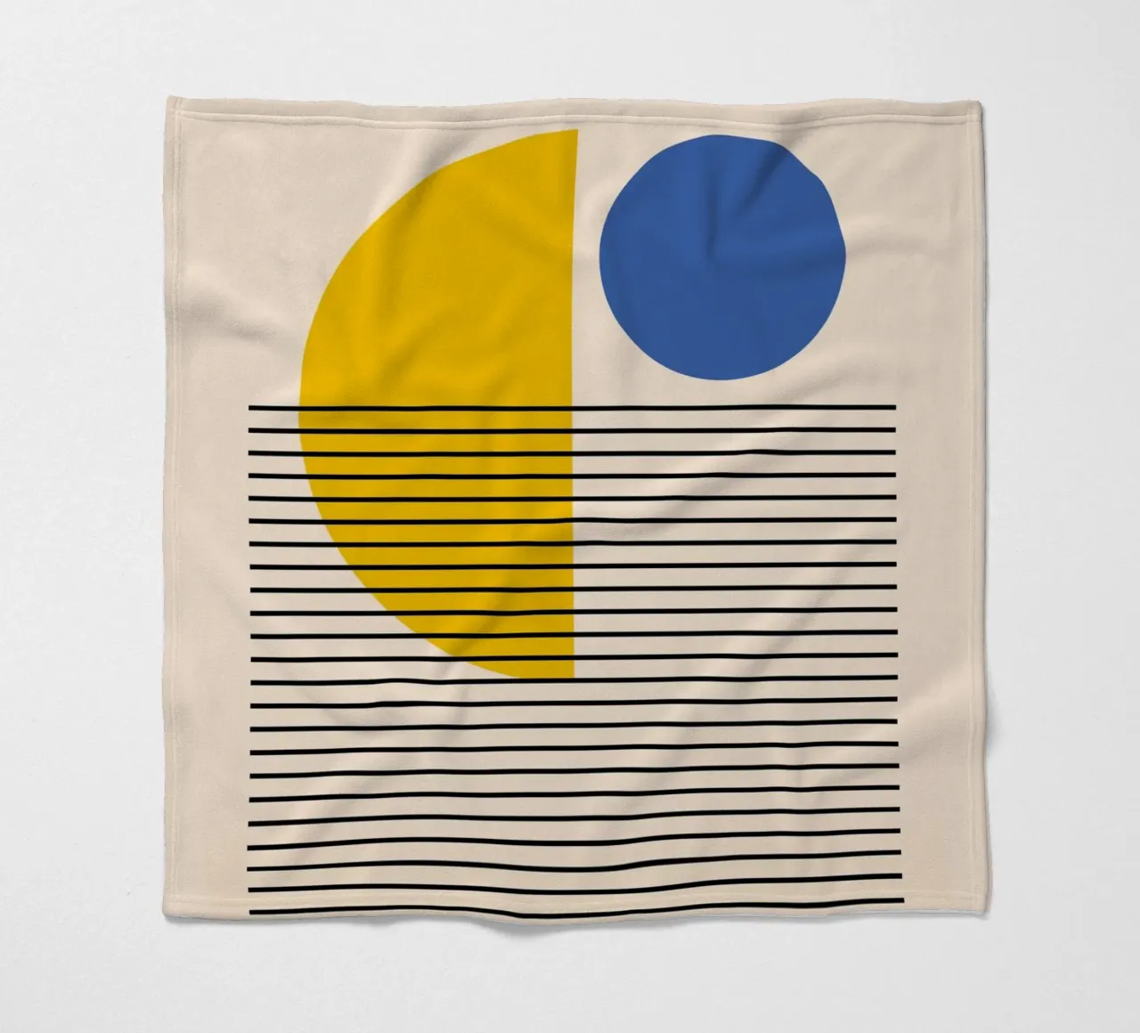 Bauhaus Poster Yellow Blue - Minimal Geometric fleece blanket by Casa Calm