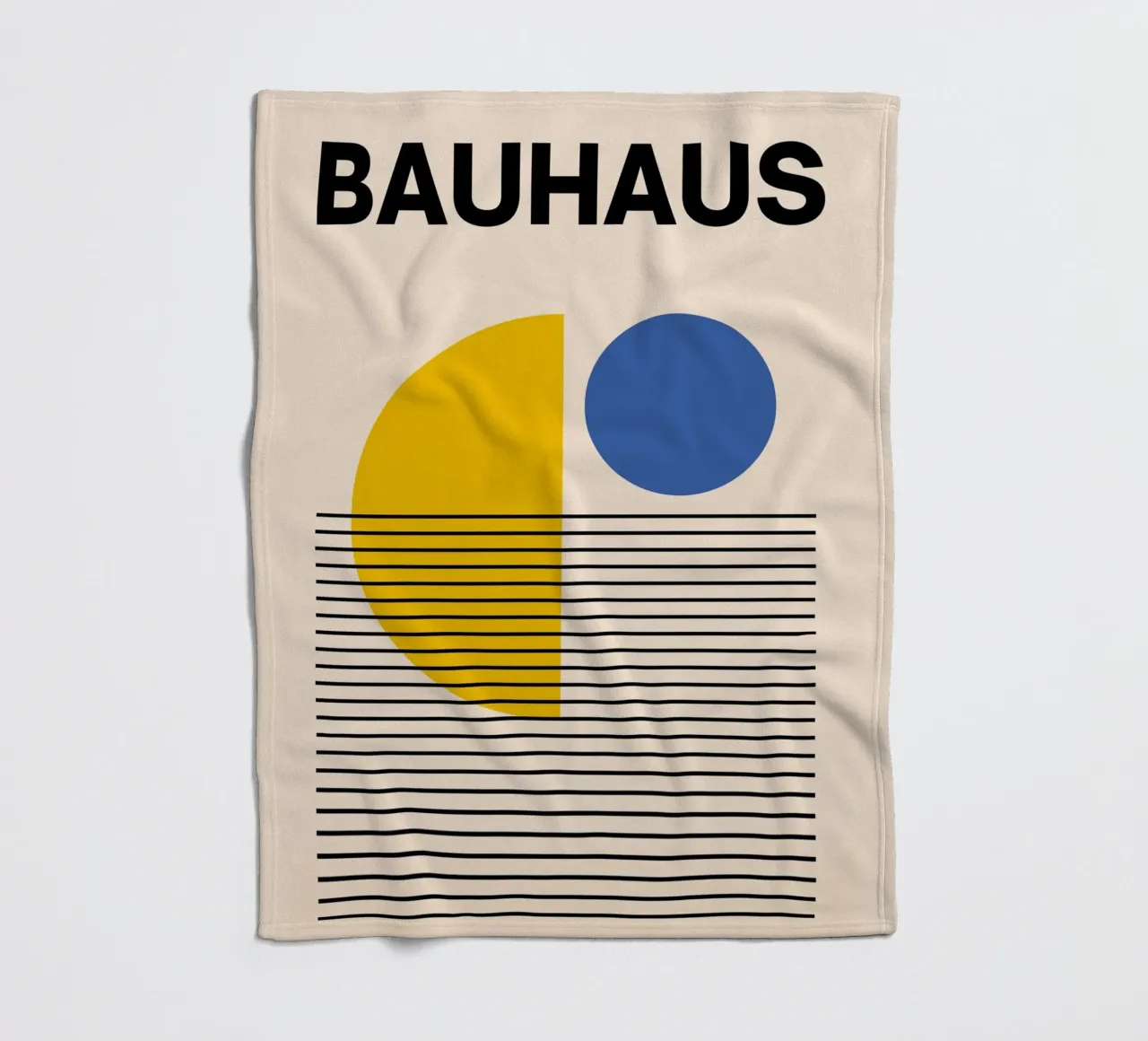 Bauhaus Poster Yellow Blue - Minimal Geometric fleece blanket by Casa Calm