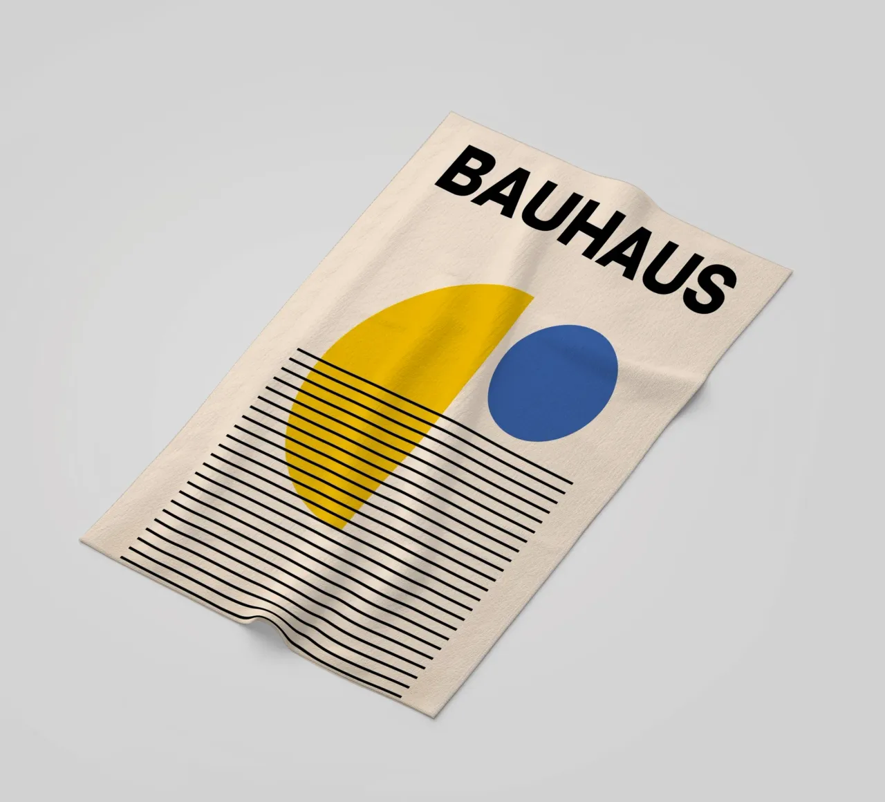 Bauhaus Poster Yellow Blue - Minimal Geometric beach towel by Casa Calm