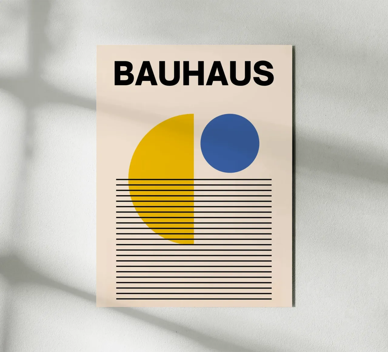 Bauhaus Poster Gelb Blau – Minimal Geometrisch Alu-Dibond von Casa Calm