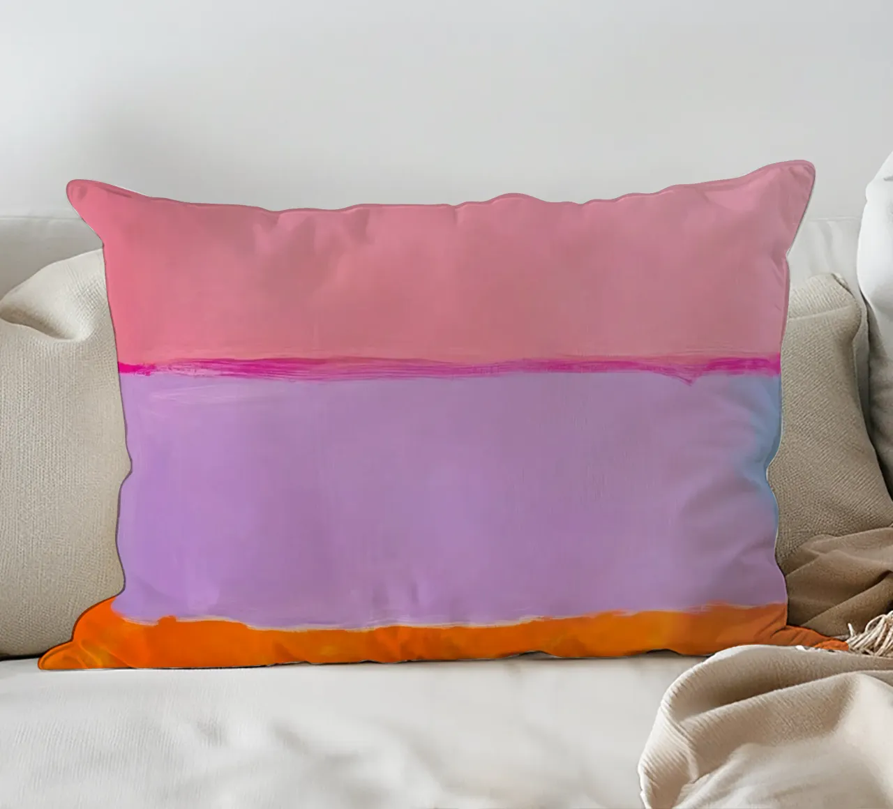 Linea astratta in rosa e arancione cuscino da Euphoria Theresa