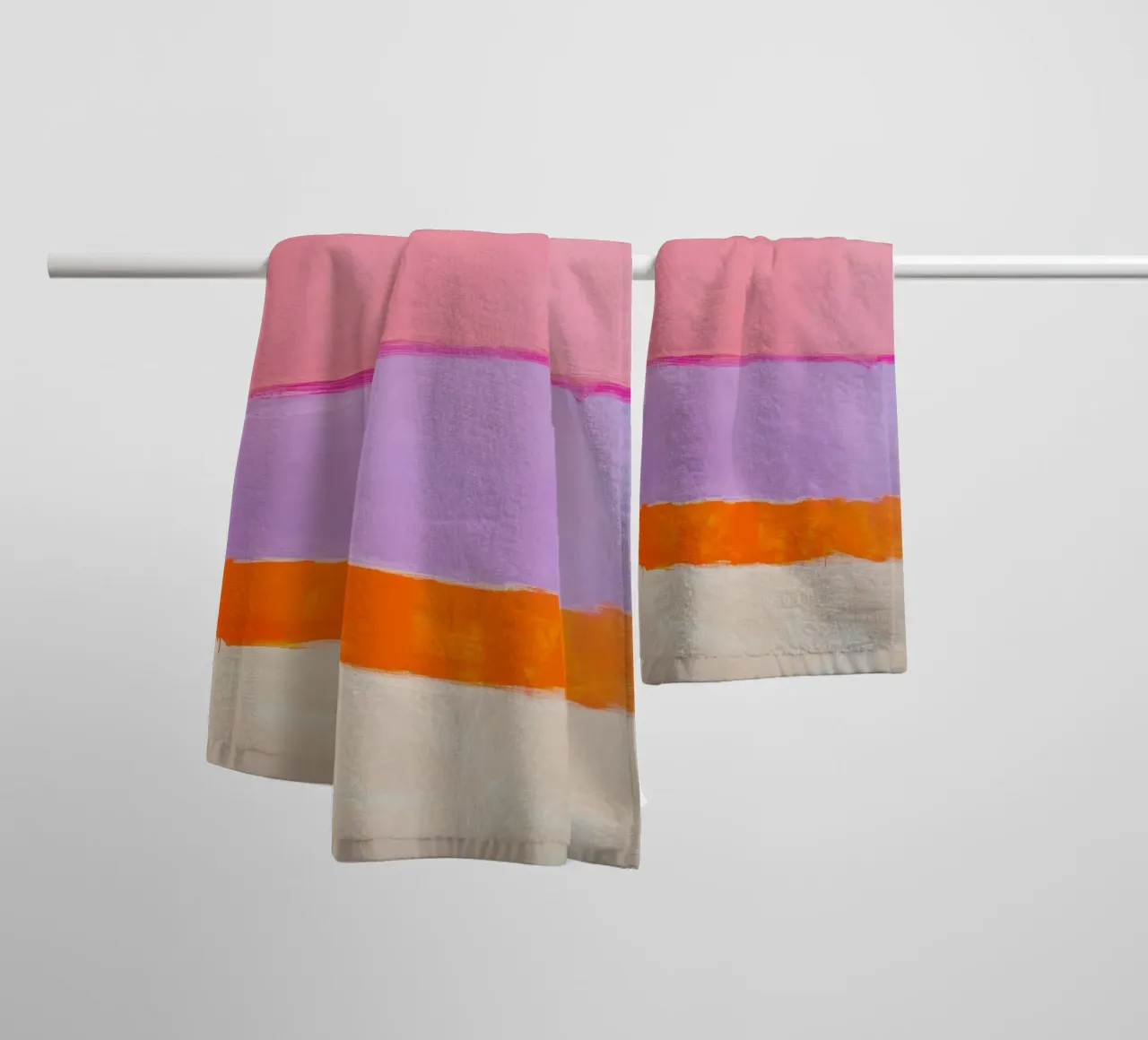 Linea astratta in rosa e arancione asciugamano da bagno da Euphoria Theresa