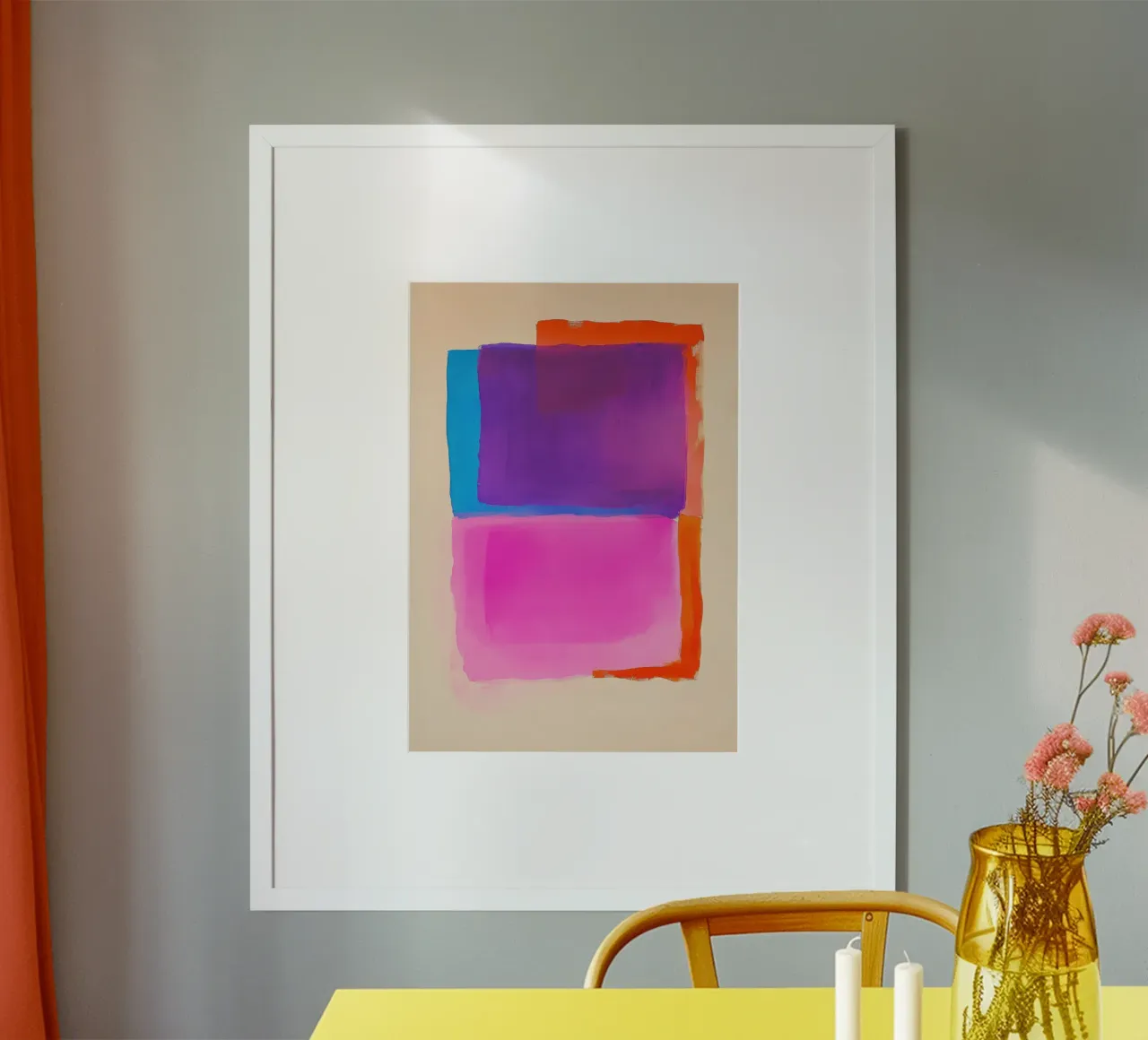 Campo di colori surreali in viola, rosa e arancione poster con telaio in alluminio da Euphoria Theresa