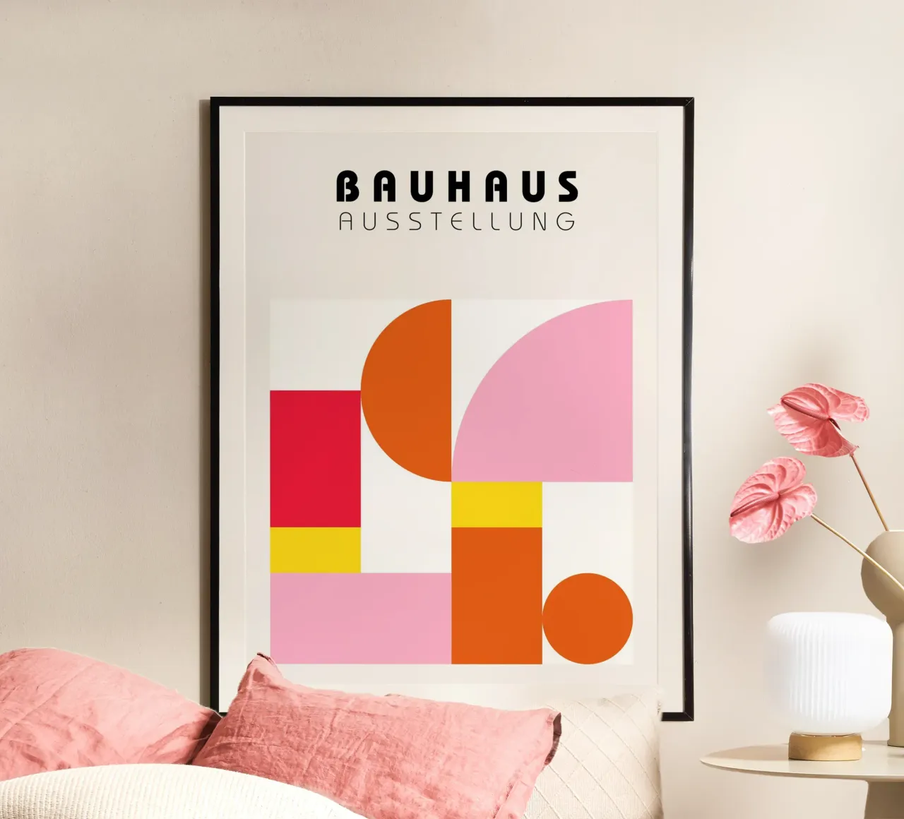 Poster Bauhaus Arancione Rosa - Grafica geometrica poster da Casa Calm