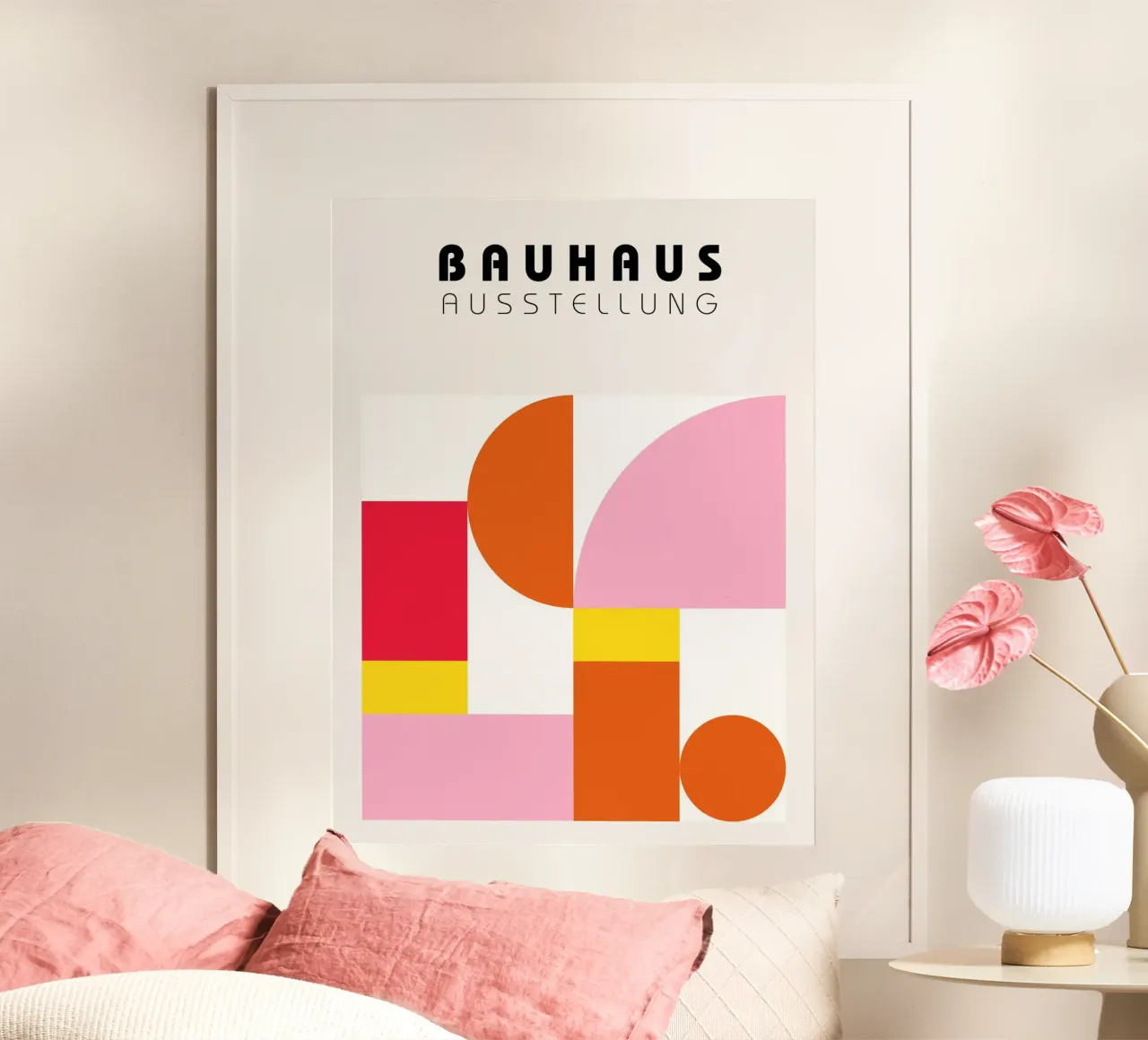 Poster Bauhaus Arancione Rosa - Grafica geometrica poster da Casa Calm