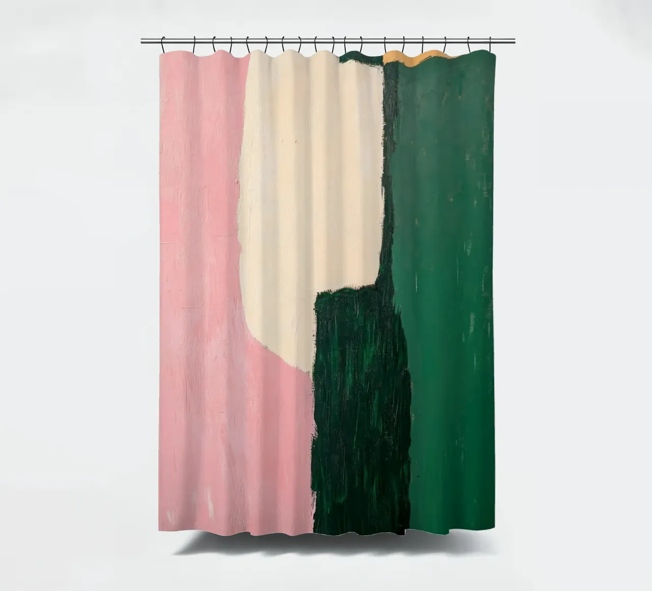 Forme astratte in verde, rosa e giallo tenda da doccia da Euphoria Theresa