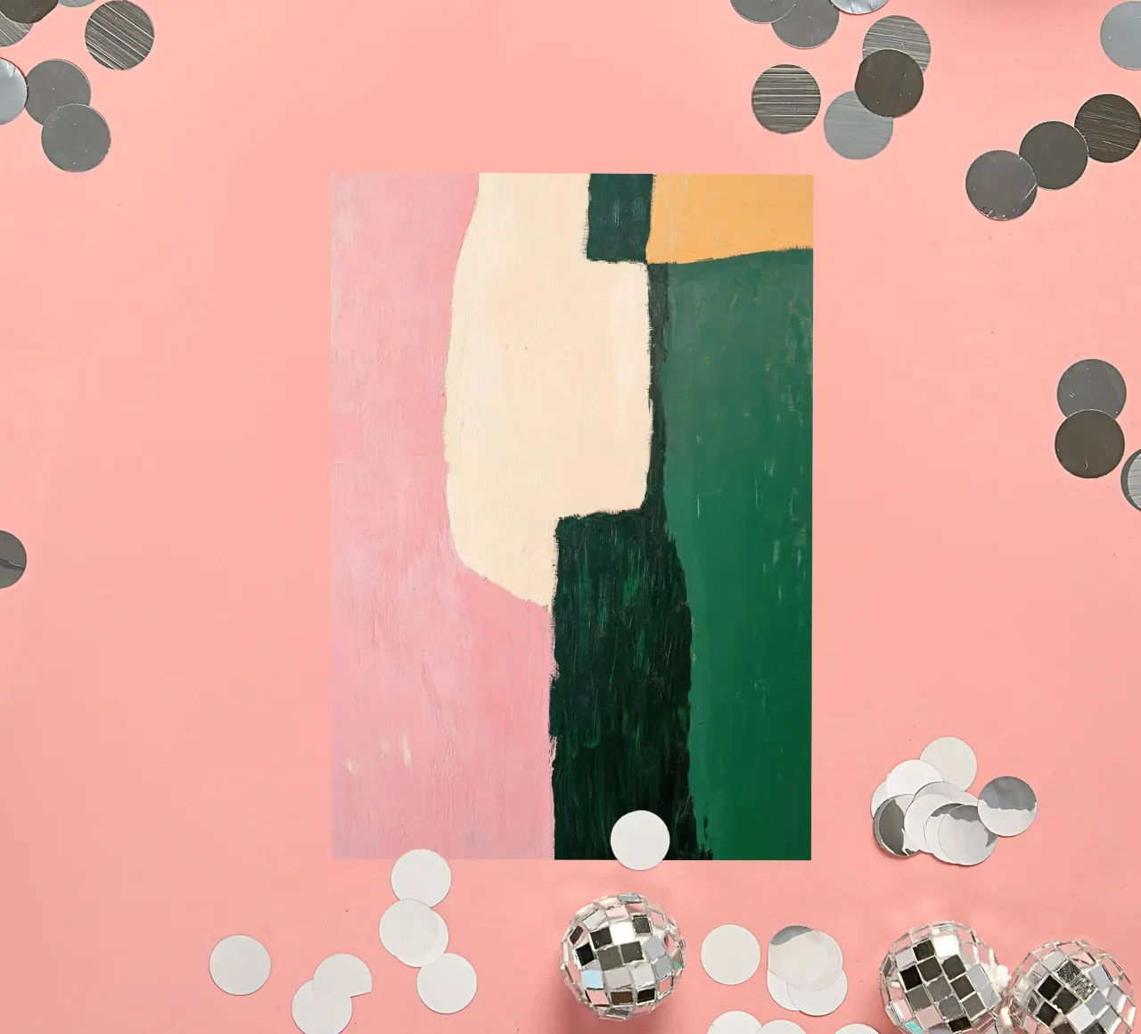 Formes abstraites en vert, rose & jaune autocollant de Euphoria Theresa