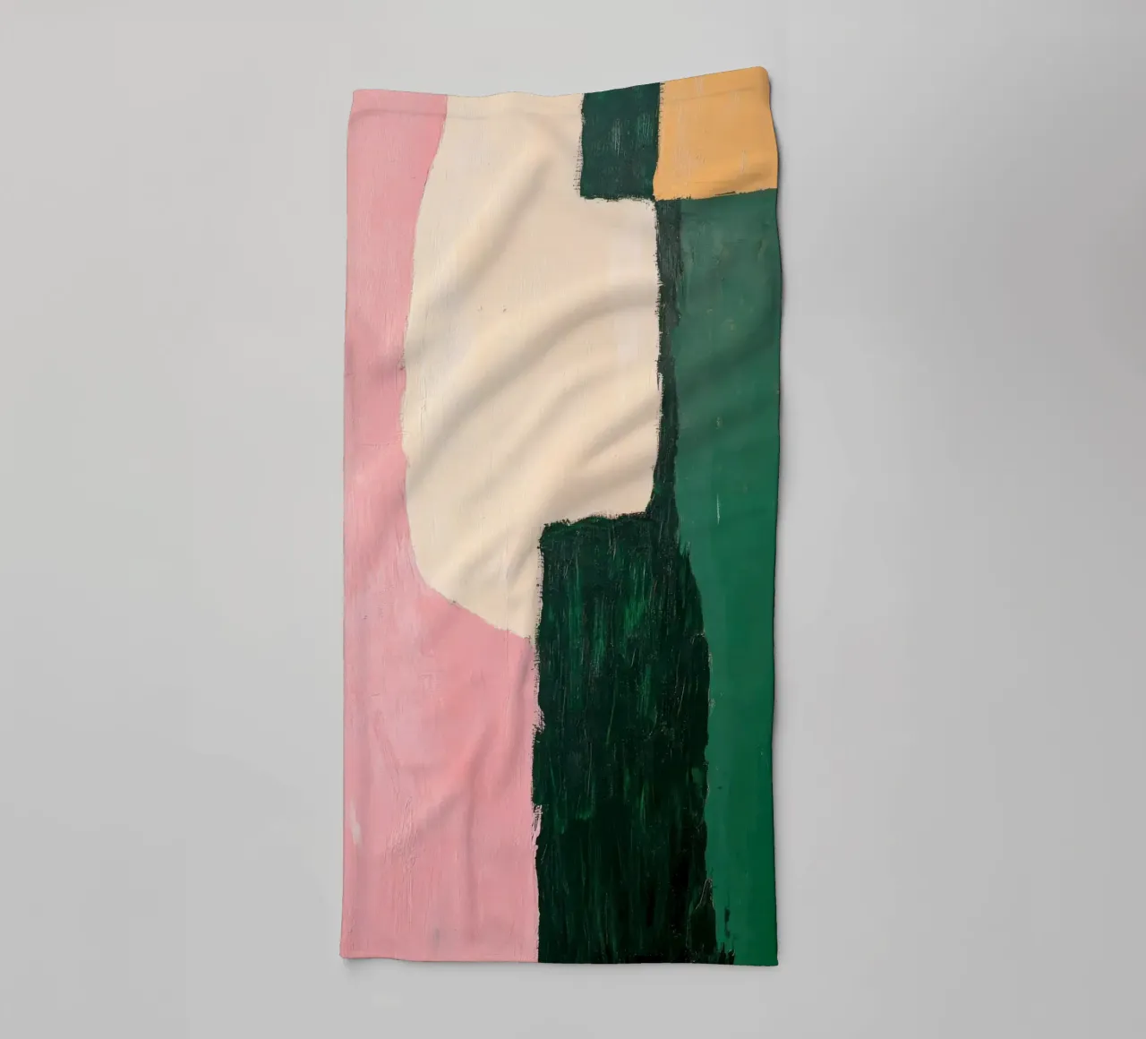 Forme astratte in verde, rosa e giallo asciugamano da bagno da Euphoria Theresa