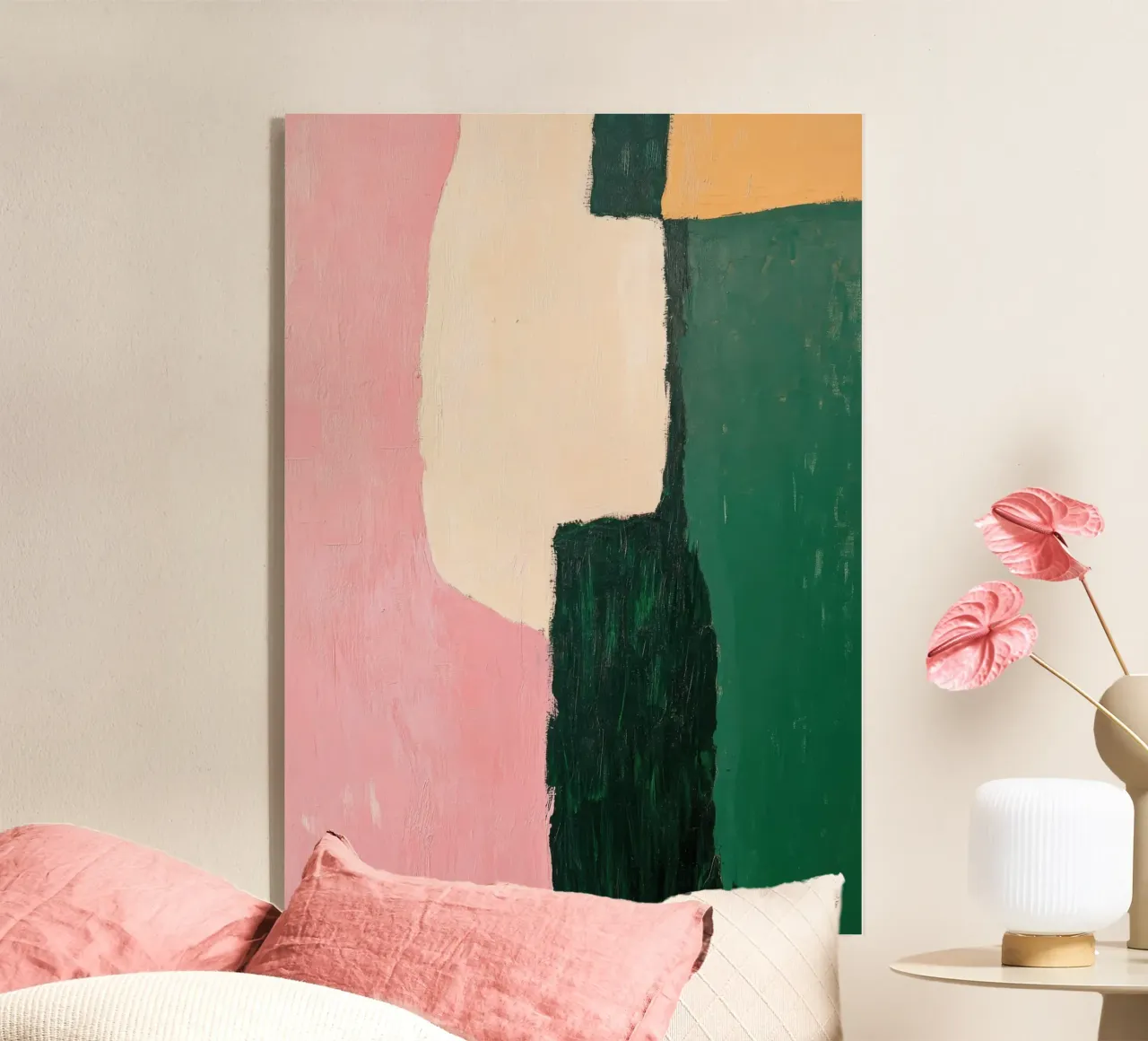 Formes abstraites en vert, rose & jaune plexiglas de Euphoria Theresa
