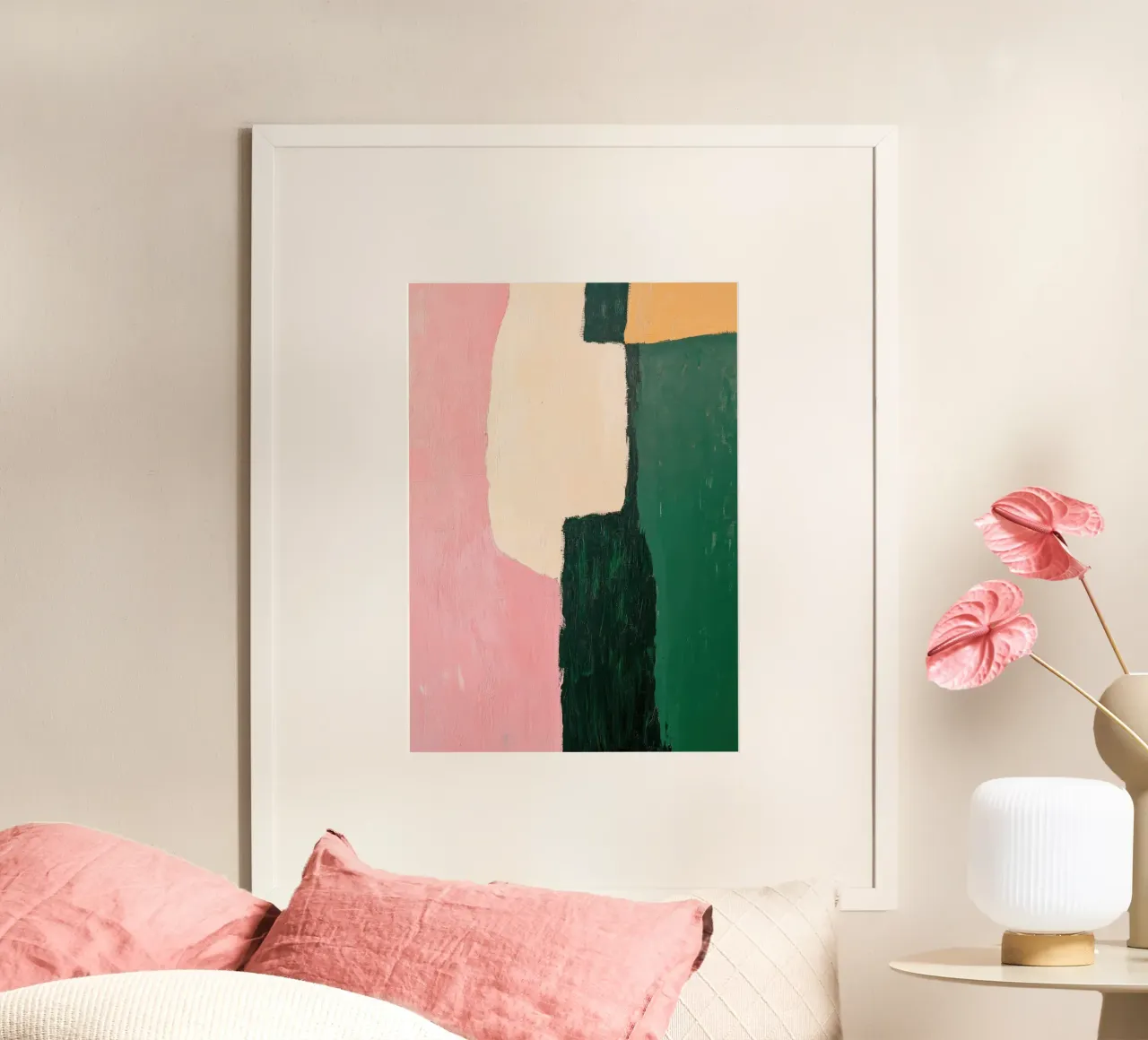 Formes abstraites en vert, rose & jaune hahnemühle de Euphoria Theresa