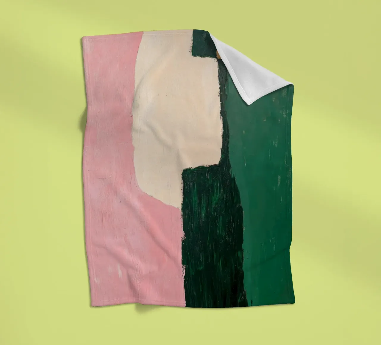 Forme astratte in verde, rosa e giallo coperta in pile da Euphoria Theresa
