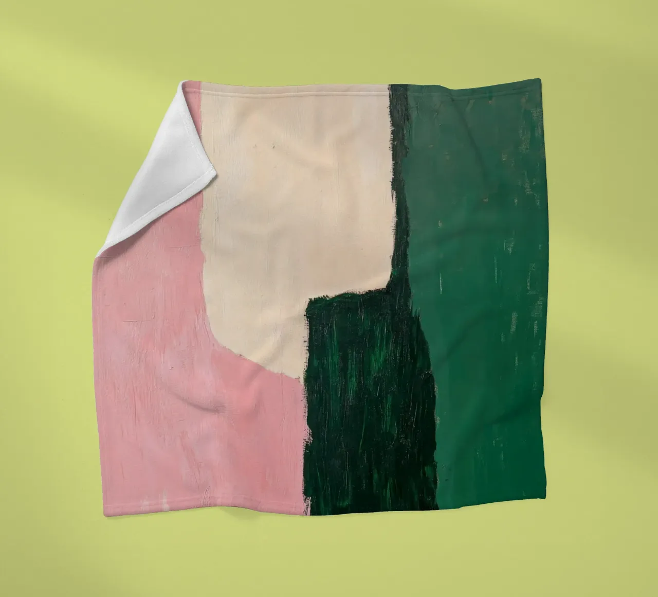 Forme astratte in verde, rosa e giallo coperta in pile da Euphoria Theresa